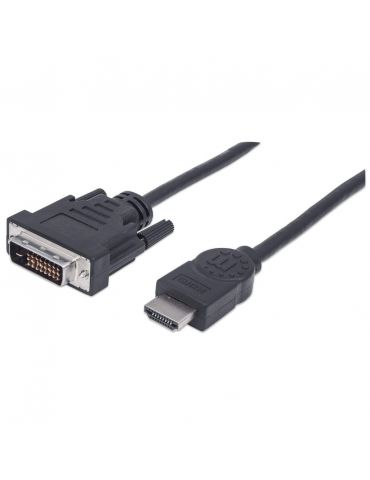 Manhattan 372503 adaptor pentru cabluri video 1,8 m HDMI Tip A (Standard) DVI-D Negru - Tik.ro