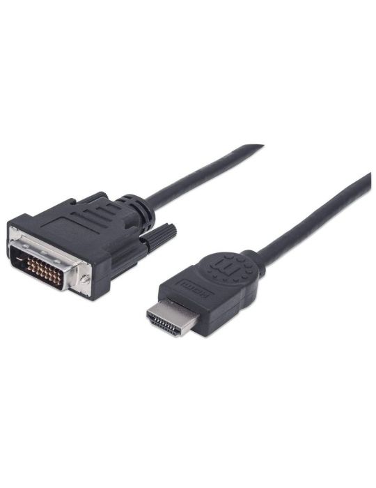 Manhattan 372503 adaptor pentru cabluri video 1,8 m HDMI Tip A (Standard) DVI-D Negru