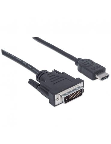 Manhattan 372503 adaptor pentru cabluri video 1,8 m HDMI Tip A (Standard) DVI-D Negru