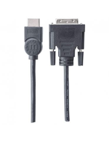 Manhattan 372503 adaptor pentru cabluri video 1,8 m HDMI Tip A (Standard) DVI-D Negru