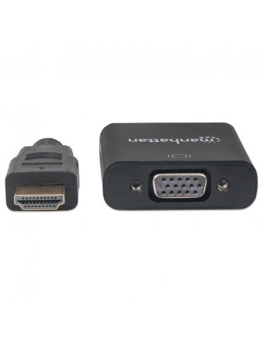 Manhattan 151467 adaptor pentru cabluri video 0,3 m HDMI Tip A (Standard) VGA (D-Sub) Negru