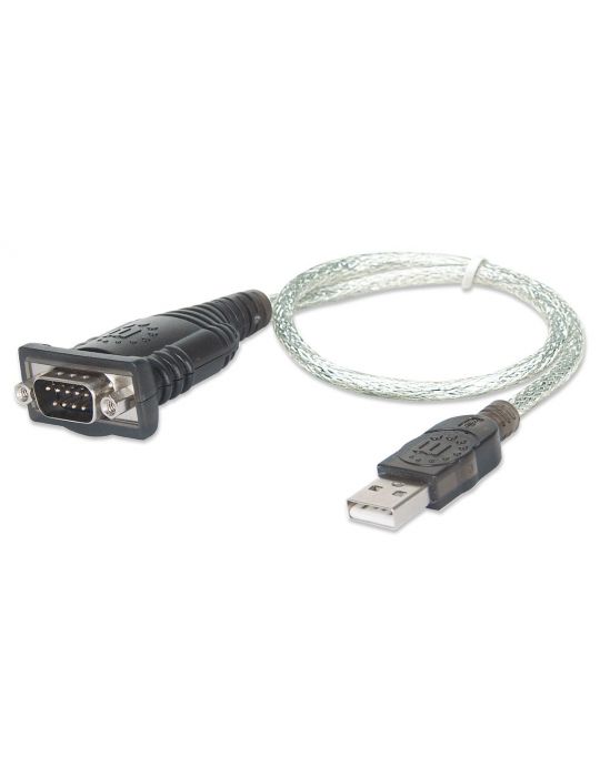Manhattan 205146 cabluri seriale Negru, Transparente 0,45 m USB Tip-A D-Sub (DB-9)
