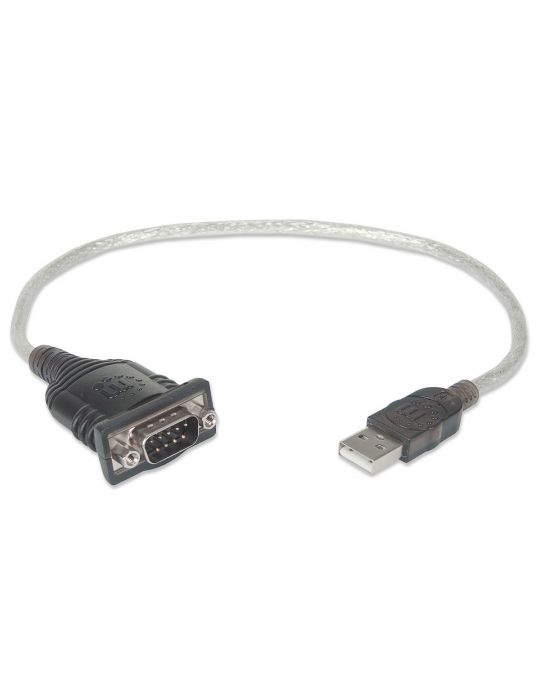Manhattan 205146 cabluri seriale Negru, Transparente 0,45 m USB Tip-A D-Sub (DB-9)