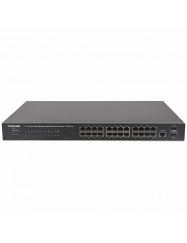 Intellinet 560559 switch-uri Gestionate Gigabit Ethernet (10 100 1000) Power over Ethernet (PoE) Suport Negru