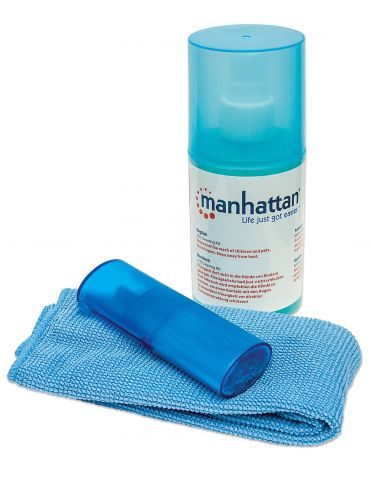Manhattan 421027 kit-uri pentru curățarea echipamentelor LCD TFT Plasma Lavete umede uscate & lichid curățare echipament 200 ml