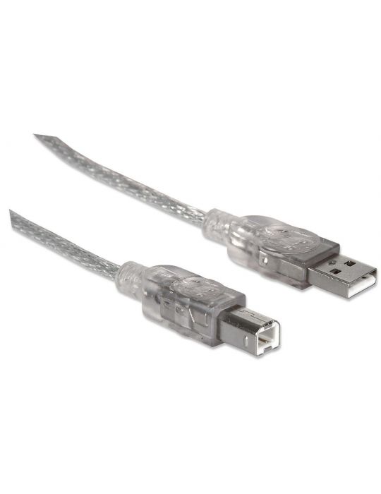 Manhattan 340458 cabluri USB 3 m USB 2.0 USB A USB B Argint