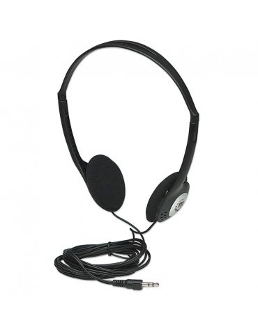 Manhattan 177481 cască audio & cască cu microfon Căști Prin cablu Bandă de fixare pe cap Muzică Negru - Tik.ro