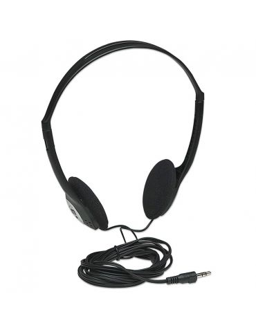 Manhattan 177481 cască audio & cască cu microfon Căști Prin cablu Bandă de fixare pe cap Muzică Negru