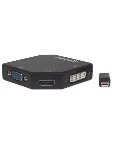 Manhattan 207720 adaptor pentru cabluri video 0,25 m Mini DisplayPort DVI-I + VGA (D-Sub) + HDMI Negru