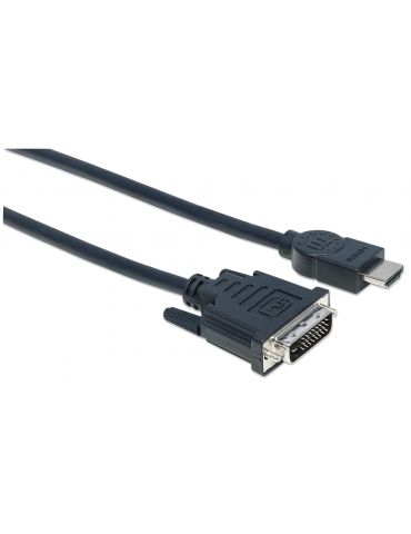 Manhattan 372510 adaptor pentru cabluri video 3 m HDMI Tip A (Standard) DVI-D Negru
