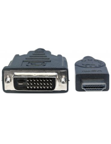 Manhattan 372510 adaptor pentru cabluri video 3 m HDMI Tip A (Standard) DVI-D Negru