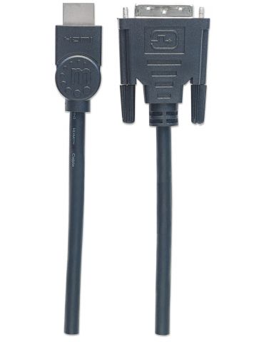 Manhattan 372510 adaptor pentru cabluri video 3 m HDMI Tip A (Standard) DVI-D Negru