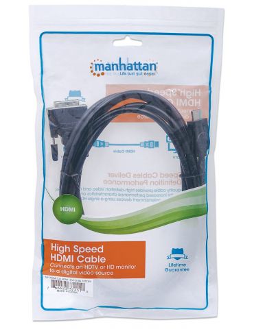 Manhattan 372510 adaptor pentru cabluri video 3 m HDMI Tip A (Standard) DVI-D Negru