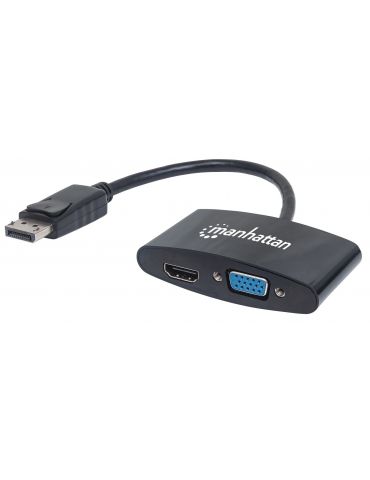 Manhattan 152587 adaptor pentru cabluri video 0,16 m DisplayPort HDMI VGA Negru