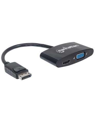 Manhattan 152587 adaptor pentru cabluri video 0,16 m DisplayPort HDMI VGA Negru