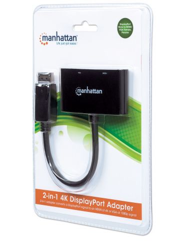 Manhattan 152587 adaptor pentru cabluri video 0,16 m DisplayPort HDMI VGA Negru