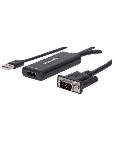 Manhattan 152426 adaptor pentru cabluri video 1 m USB Type-A + VGA (D-Sub) HDMI Negru - Tik.ro