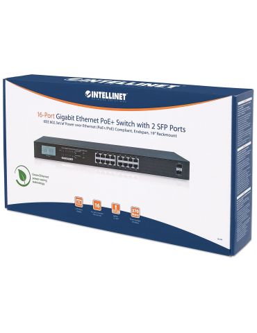 Intellinet 561259 switch-uri Fara management Gigabit Ethernet (10 100 1000) Power over Ethernet (PoE) Suport Negru