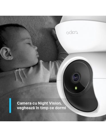 Camera ip tp-link cube pt. interior dist. ir 9 m tip lentila fixa 4 mm 3 mpx cu fir microfon carcasa plastic slot sd card tapo c
