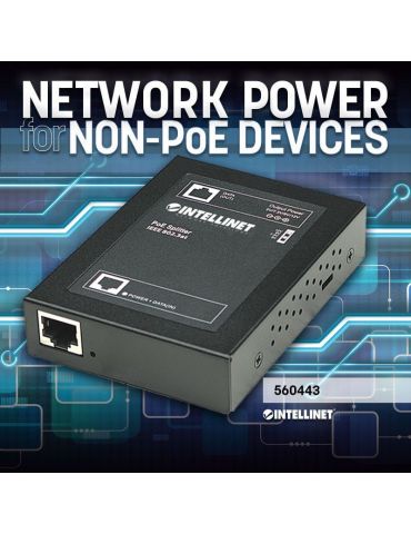 Intellinet 560443 separatoare de rețea Negru Power over Ethernet (PoE) Suport