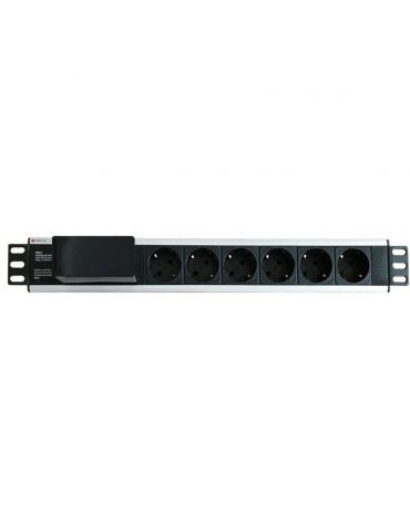 Techly I-CASE STRIP-16SH unități de distribuție a energiei electrice (PDU) 6 ieșire(i) AC 1.5U Negru, Argint