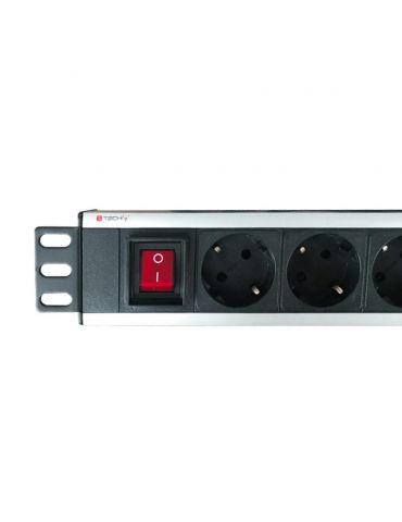 Techly I-CASE STRIP-18SH unități de distribuție a energiei electrice (PDU) 8 ieșire(i) AC 1.5U Negru, Argint