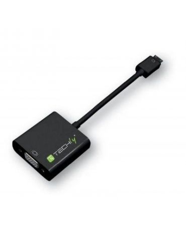 Techly 302921 adaptor pentru cabluri video HDMI Type C (Mini) VGA (D-Sub) Negru - Tik.ro