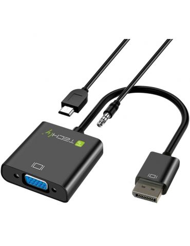 Techly HDMI - VGA+3.5mm+Micro USB B M F 0,15 m Negru - Tik.ro
