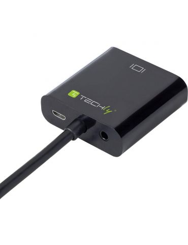 Techly HDMI - VGA+3.5mm+Micro USB B M F 0,15 m Negru