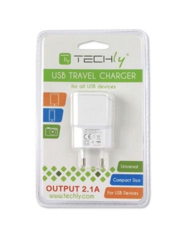 Techly IPW-USB-21EC încărcătoare pentru dispozitive mobile GPS, MP3, PDA, Smartphone, Tabletă Alb AC De interior