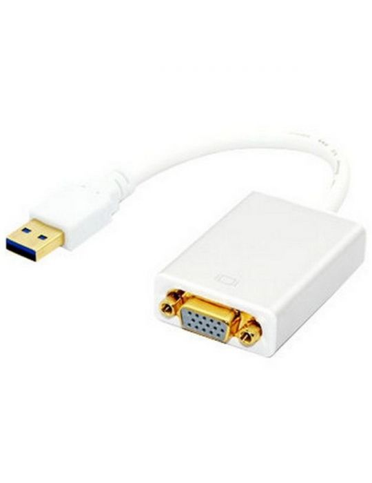 Techly USB 3.0 - VGA M F adaptor grafic USB 1920 x 1080 Pixel Alb