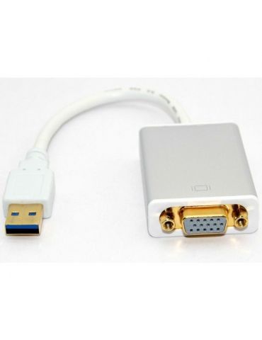 Techly USB 3.0 - VGA M F adaptor grafic USB 1920 x 1080 Pixel Alb