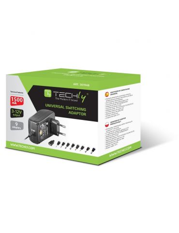 Techly IPW-NTS1500G adaptoare și invertoare de curent De interior 18 W Negru