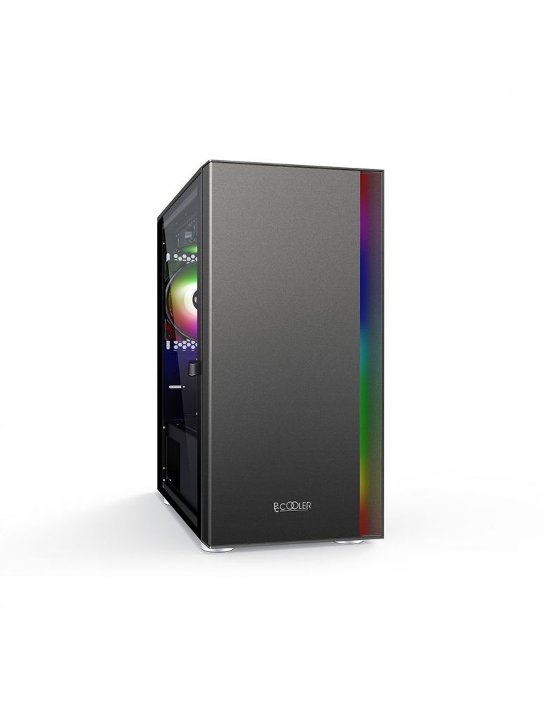 Carcasa pccooler middle tower m-atx fara sursa sticla securizata usb 2.0 x 2 usb 3.0 x 1 jack 3.5mm x 1 rgb led strip platinum l