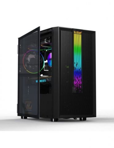 Carcasa pccooler middle tower m-atx fara sursa sticla securizata usb 2.0 x 2 usb 3.0 x 1 jack 3.5mm x 1 rgb led strip platinum l