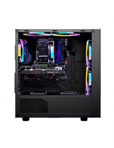 Carcasa pccooler middle tower e-atx fara sursa sticla securizata usb 2.0 x 2 usb 3.0 x 1 jack 3.5mm x 2 mesh  rgb led strip mast