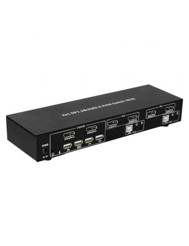 Techly IDATA DP-KVM2 switch-uri pentru tastatură, mouse și monitor (KVM) Negru