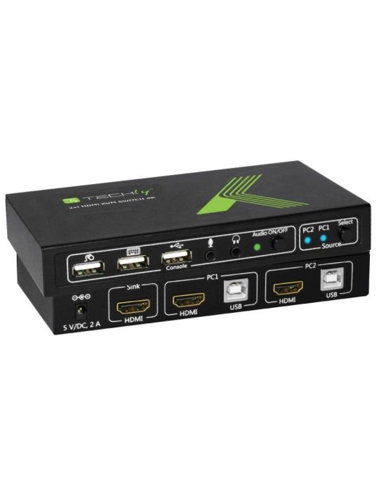 Techly 2x1 USB HDMI KVM Switch 4Kx2K IDATA KVM-HDMI2U switch-uri pentru tastatură, mouse și monitor (KVM) Negru