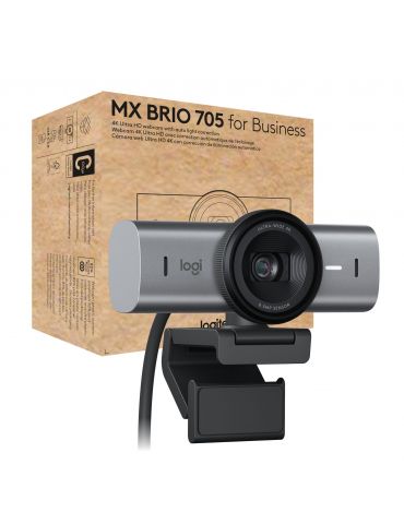 Logitech MX Brio 705 for Business camere web 8,5 MP 4096 x 2160 Pixel USB 3.2 Gen 1 (3.1 Gen 1) Aluminiu, Negru