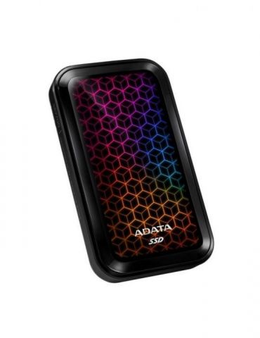 Ssd extern adata se770g  512 gb 2.5 inch usb 3.2 gen 2 w/ type-c r/w: 1000/800 mb/s iluminare rgb ase770g-512gu32g2-cbk (include