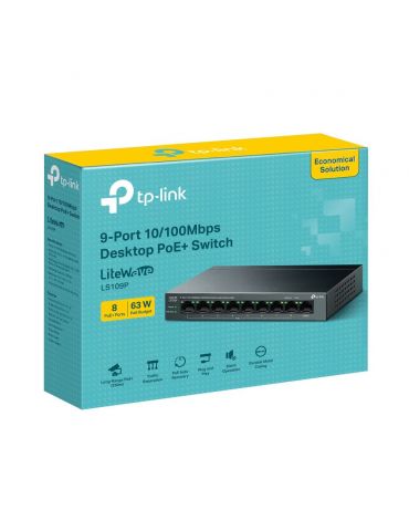 TP-Link LiteWave LS109P switch-uri Fara management Fast Ethernet (10 100) Power over Ethernet (PoE) Suport Negru