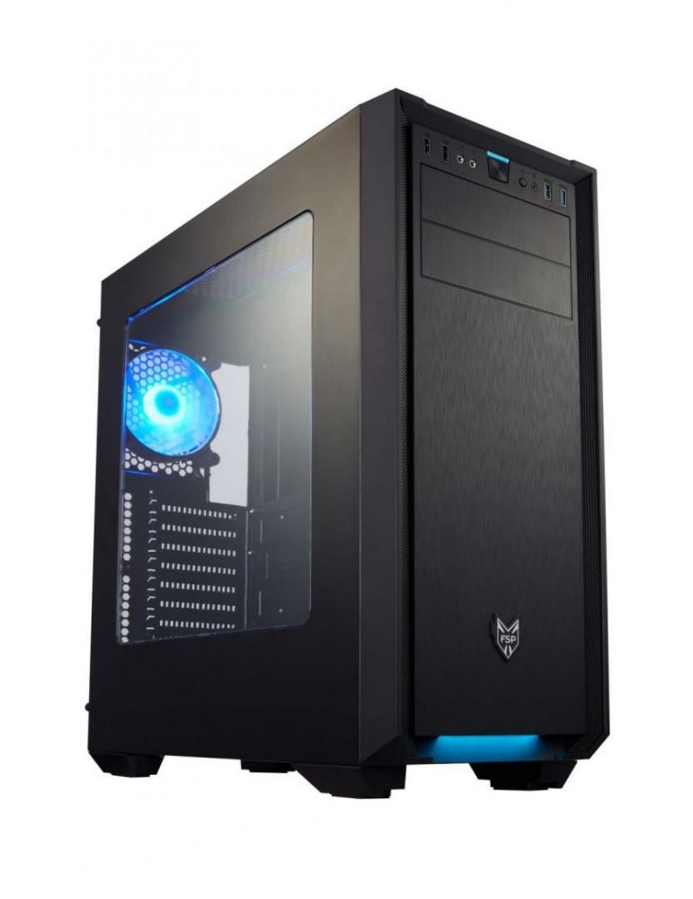 Carcasa fortron middle tower atx fsp cmt330 fara sursa plexiglas transparent 3 x fan usb 2.0 x 2 usb 3.0 x 2 jack 3.5mm x 2 mesh
