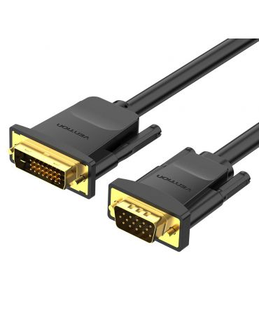Vention EABBF adaptor pentru cabluri video 1 m DVI VGA (D-Sub) Negru - Tik.ro
