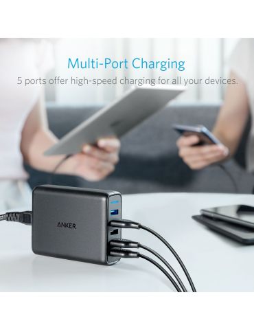Anker PowerPort Speed 5 Universală Negru AC De interior