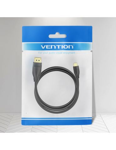Vention CGYBF adaptor pentru cabluri video 1 m USB tip-C DisplayPort Negru