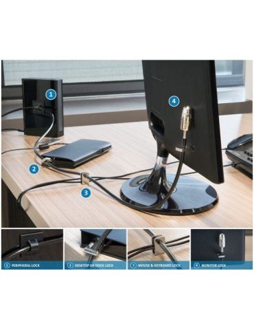 Kensington K64425M cabluri cu sistem de blocare Negru, Din oţel inoxidabil