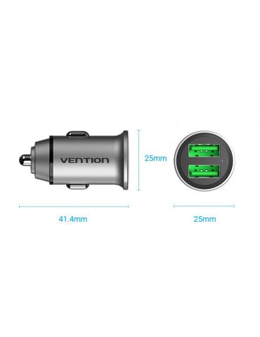 Vention FFAH0 încărcătoare pentru dispozitive mobile Universală Gri Brichetă electrică de bord Încărcare rapidă Auto