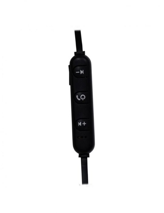Casti  spacer wireless intraauriculare cu fir de legatura pt smartphone microfon pe fir conectare prin bluetooth 4.1 negru sp-bh