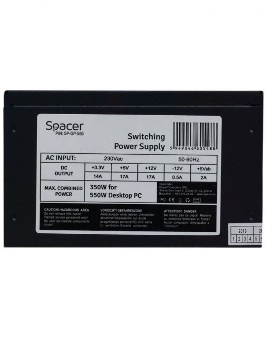 Sursa spacer 550 (350w for 550w desktop pc) fan 120mm 1x pci-e (6) 4x s-ata 1x p8 (4+4) retail box sp-gp-550  (include tv 1.75le