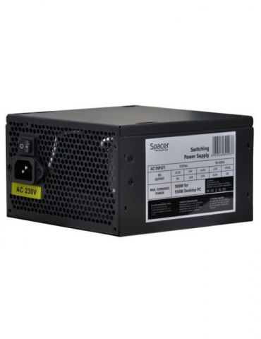 Sursa spacer 550 (300w for 550w desktop pc) fan 120mm pfc activ protectii scp/opp/otp/ovp/uvp 1x pci-e (6+2) 3x sata 1x eps (4+4